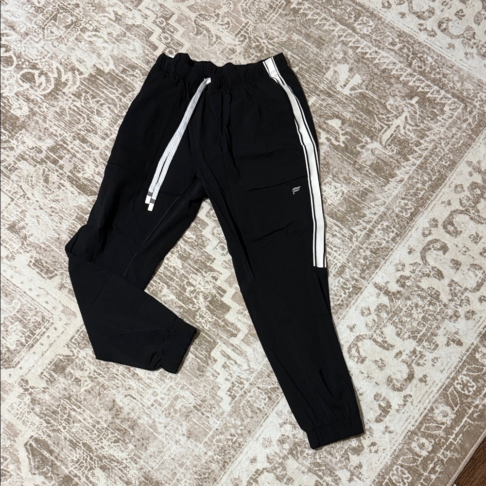 Fabletics Black Joggers with White Accents